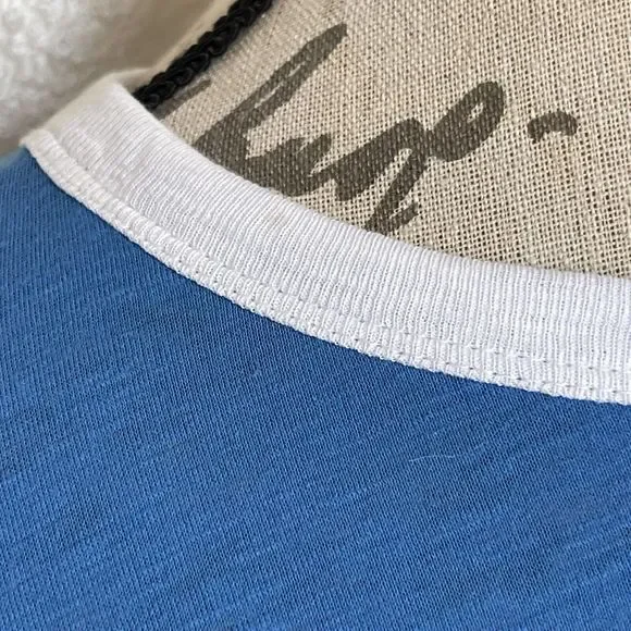 J Crew Womens Blouse Sz XXS Randy Raglan Tee Shirt Baseball Short Sleeve Striped - Picture 6 of 12